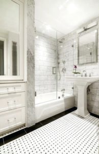 black-and-white-basketweave-tile-bathroom-floor-grey-bathrooms-home-improvement-astonishing-sink-classic-small
